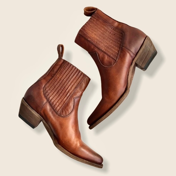 Frye Sacha Chelsea Cognac Leather Ankle Booties - Picture 16 of 16